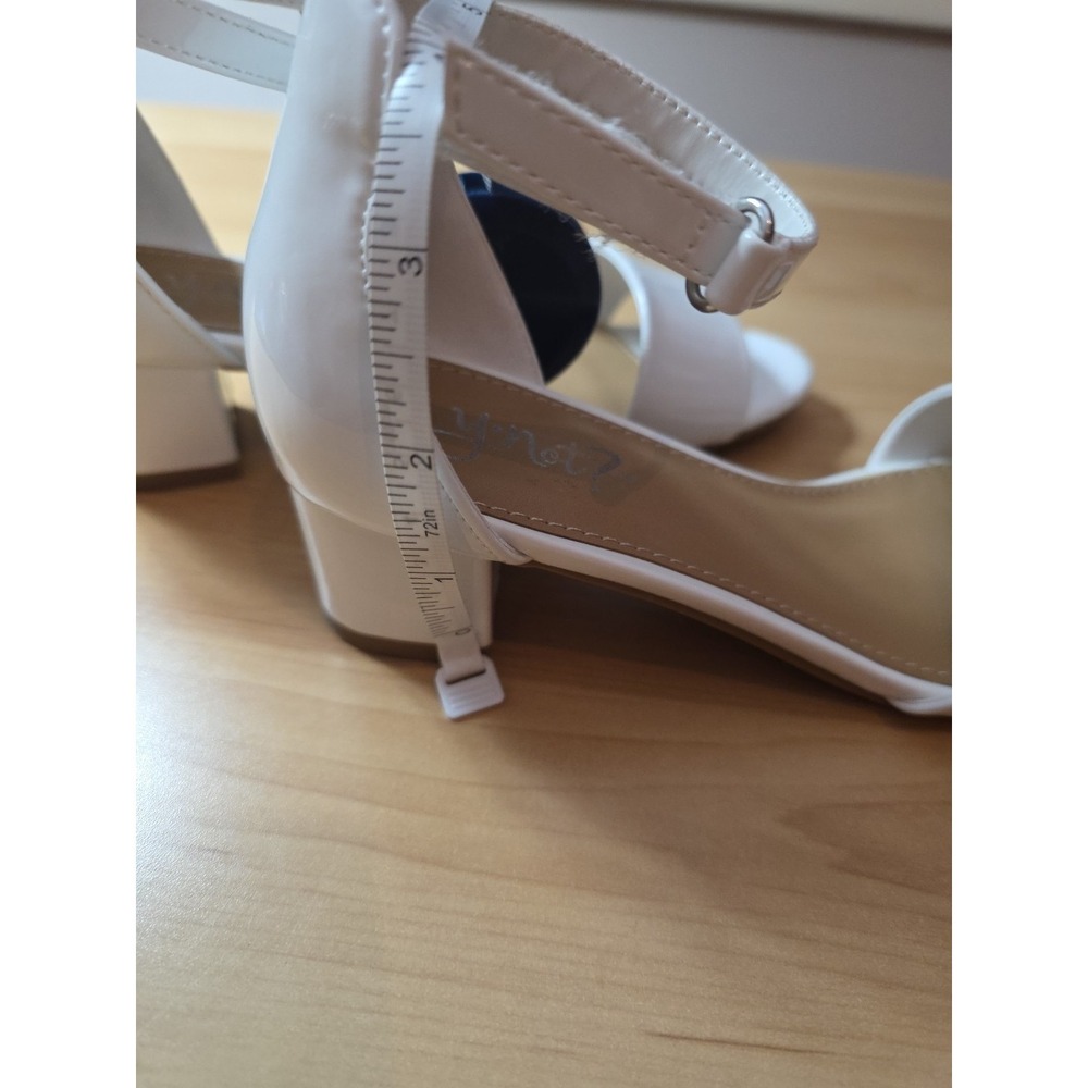 Little Girls White Ankle Strap Dress Heels - Picture 8 of 9